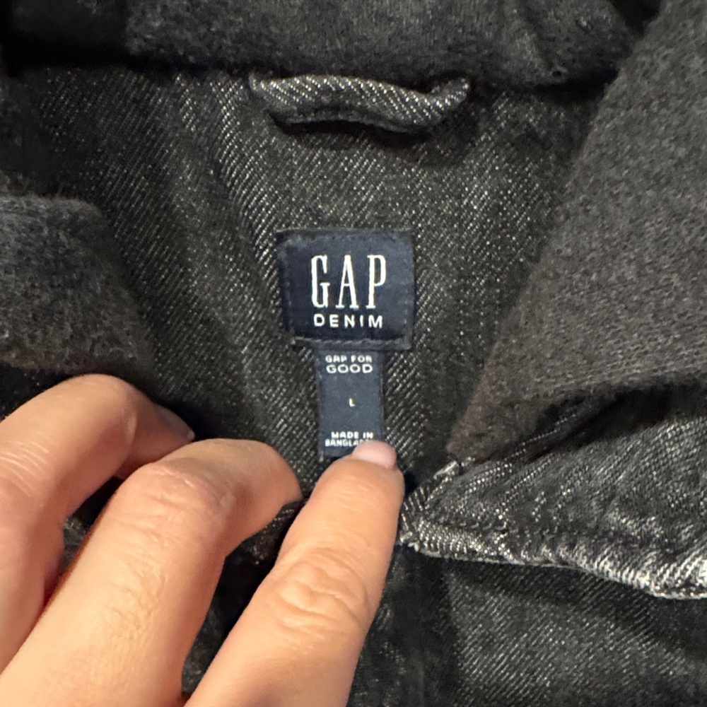 GAP Kids - Gray Denim Jacket with Hood Size Large (10) - Picture 4 of 12